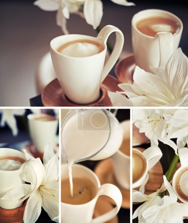Coffee cups with flowers