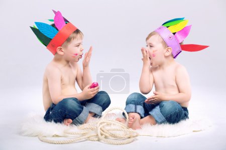Young Indian boys with fancy hats