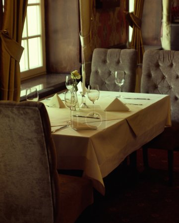 Photo presenting interior of luxury restaurant