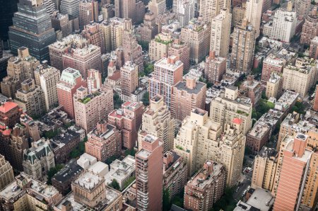 Aeriel shot of New York City buildings
