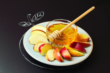 Honey and sliced apple