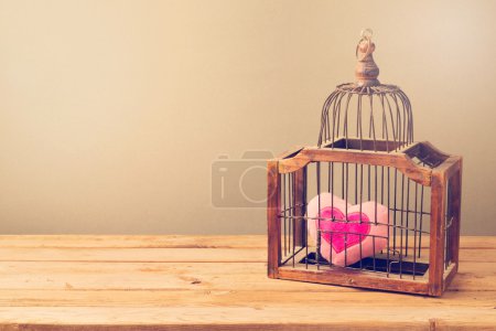 Valentine's day background with bird cage