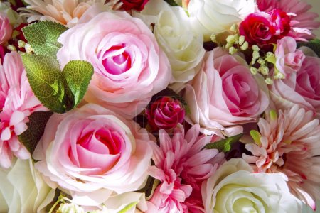 Close up of artificial flowers bouquet arrange for decoration in home