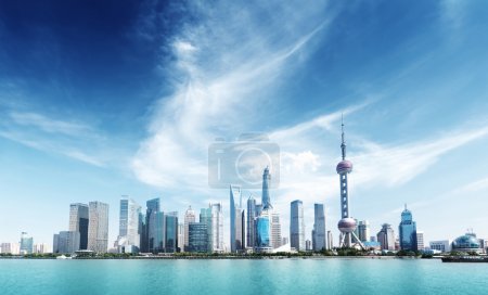 Shanghai skyline and sunny day