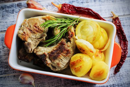 Lamb Chops - grilled lamb chops with grilled potatoes