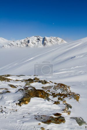 Winter mountains - snow-capped peaks of the Italian Alps