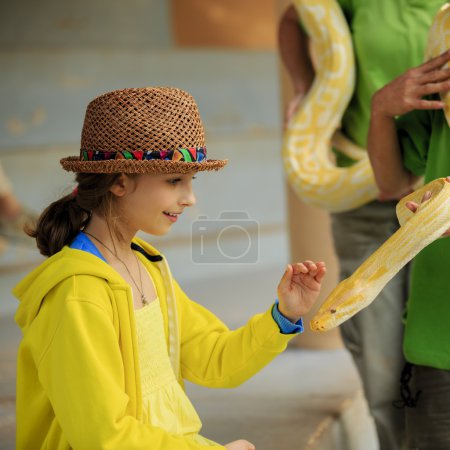 Trip to the Zoo - girl and snake at the Zoo