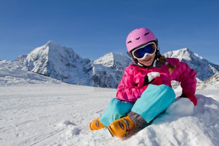 Skier, kid, winter, snow and sun