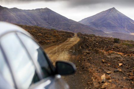 Winding road , Fuerteventura, in the Canary Islands, Spain.