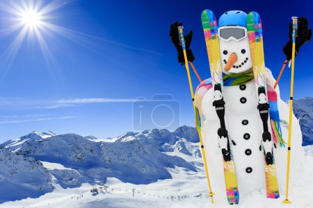 Ski, snowman and winter fun