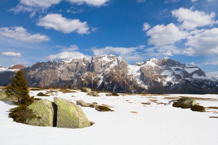 Springtime in Dolomites mountain, Italian Alps (unesco natural world heritage in Italy)
