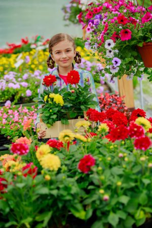 Planting, garden flowers - Lovely girl with flowers