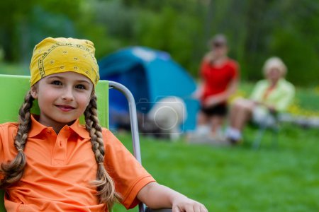 Summer camp, summer vacation - family on summer camp