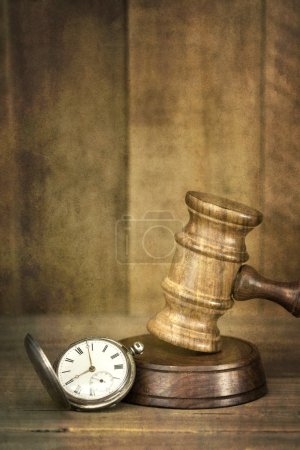 Gavel and Pocket Watch with Grunge Effects