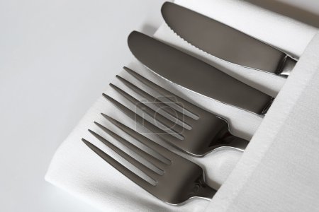 Cutlery with White Linen Napkin