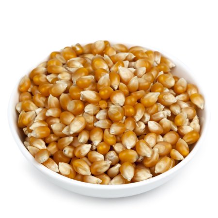 Bowl of Popping Corn over White