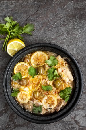 Chicken Casserole with Lemon Olives and Cilantro