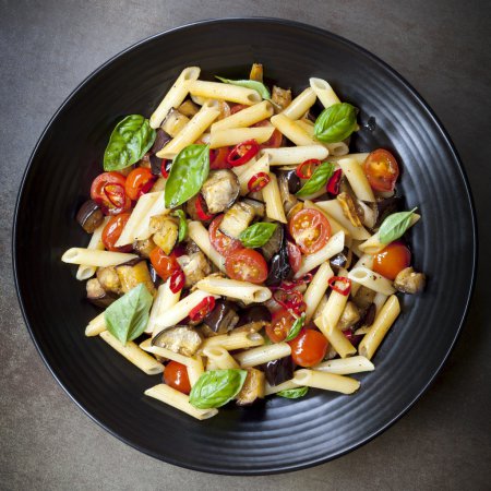 Eggplant Chilli and Tomato Pasta