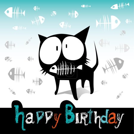 Happy Birthday funny cat and fish