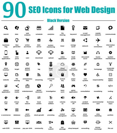 90 SEO Icons for Web Design - Black Version