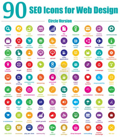 90 SEO Icons for Web Design - Circle Version