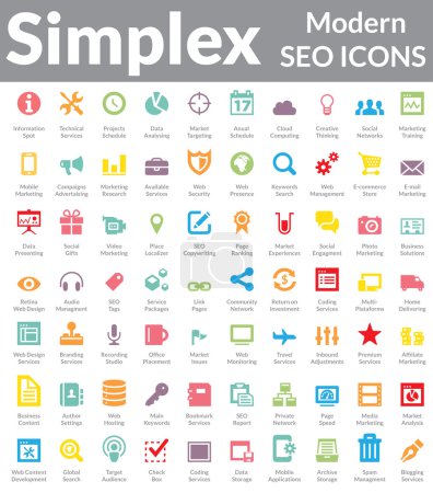 Simplex - Modern SEO Icons (Color Version)