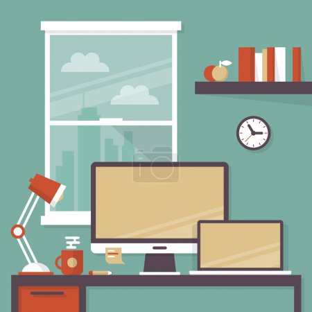Office interior with designer desktop