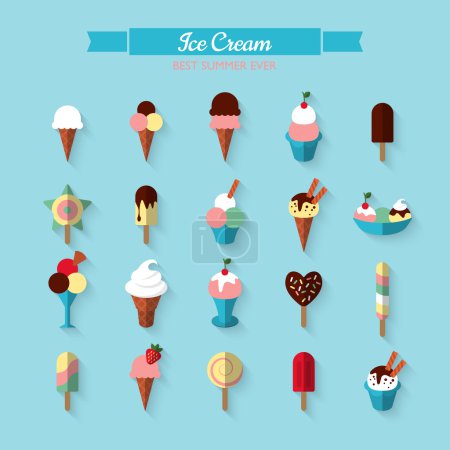 Flat icons of ice cream