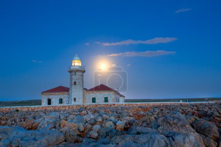 Ciutadella Menorca Punta Nati lighthouse moon shine