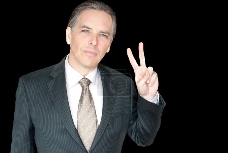 Businessman Gives Peace Sign