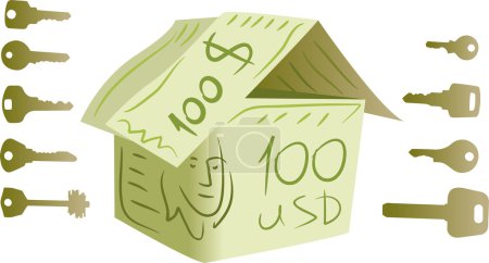 Keys and dollar house vector