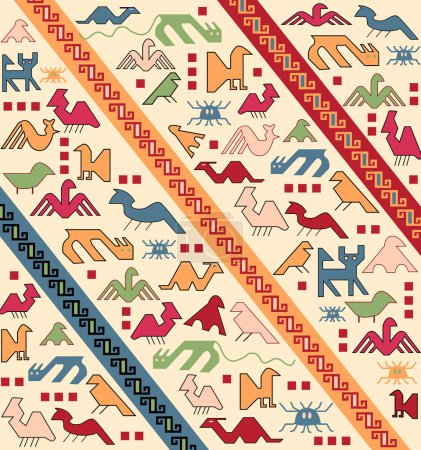 Geometrical animals oriental carpet vector