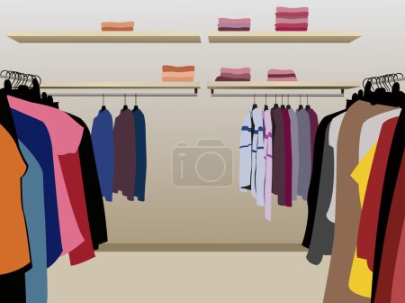 Clothes in shop vector