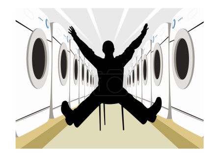 Wide man on chair silhouette with washers vector
