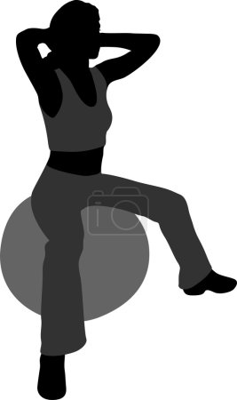 Vector girl in health club on rubber ball