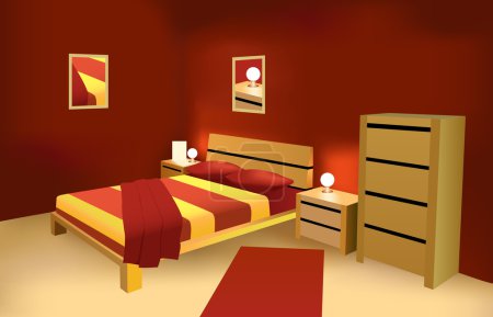 Red modern bedroom vector