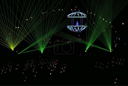 DJ in laser beams vector