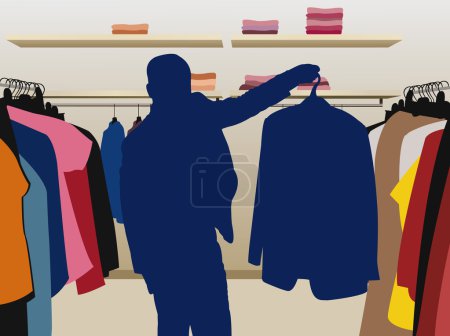 Man suit silhouette in shop vector