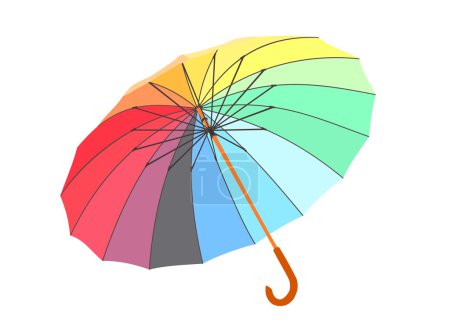 Single colored umbrella is lying on a floor. vector image. isolated.