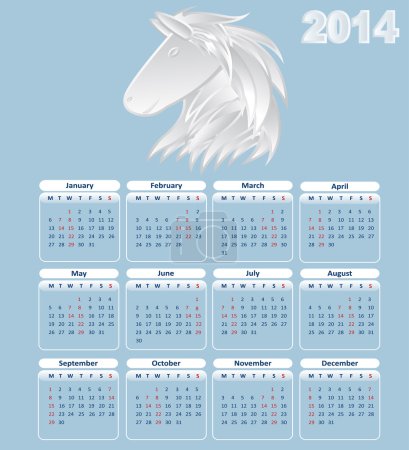 Calendar for 2014. year of the horse