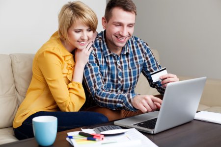 Young couple online shopping