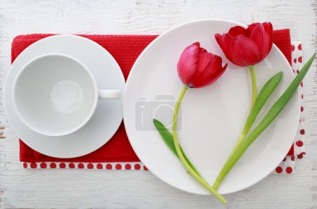 Tulips with table set