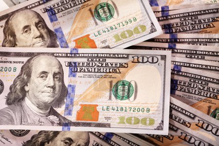 Cash spread of new hundred-dollar bills