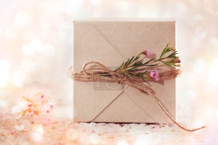 Handmade gift box with waxflowers