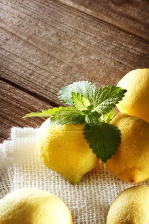 Lemons on a rustic wooden table
