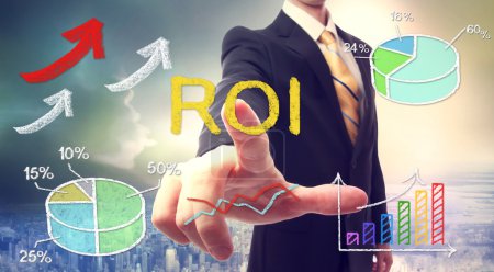 Businessman touching ROI (return on investment)