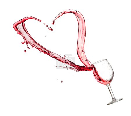 Heart splash from a glass of red wine