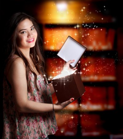 Girl Opening a Gift Box