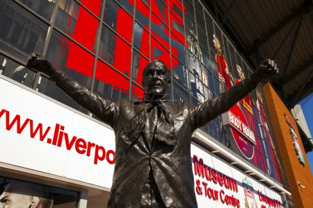 Statue of Bill Shankey at the Liverpool Football Club.