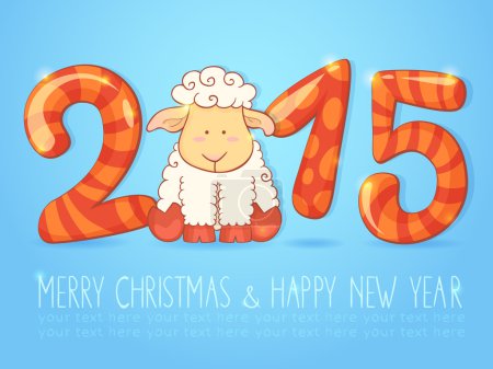 Winter chinese new year card with cartoon sheep